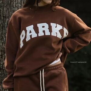 PARKE Hometown Varsity Mockneck Mocha + Cloud NWT